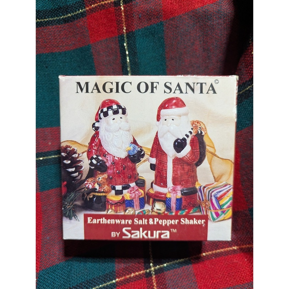 Santa's Spirit Salt Pepper Shaker Vintage Debbie Mumm for Sakura‎